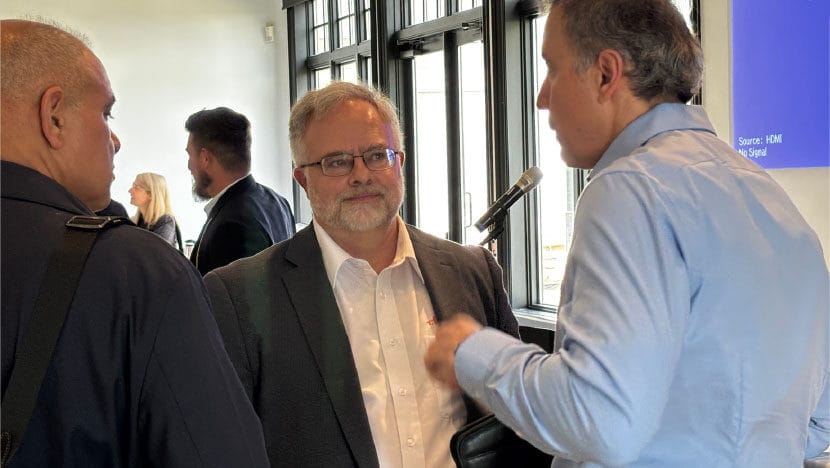 Gonneau President and CEO speaking to Moderator at the CCI Huronia on Condo Project Management